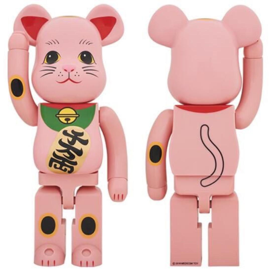 無盒 Medicom Toy Be Rbrick 招き猫赤蓄光 夜光 1000 招財貓粉紅色有夜光 玩具 遊戲類 玩具 Carousell