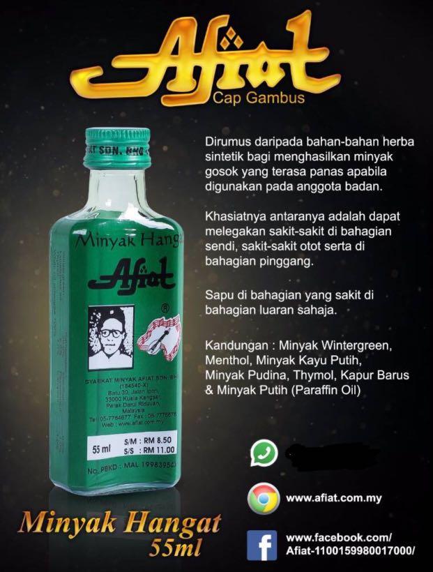 Minyak Afiat Sejuk Minyak Afiat Panas Health Beauty Skin Bath Body On Carousell