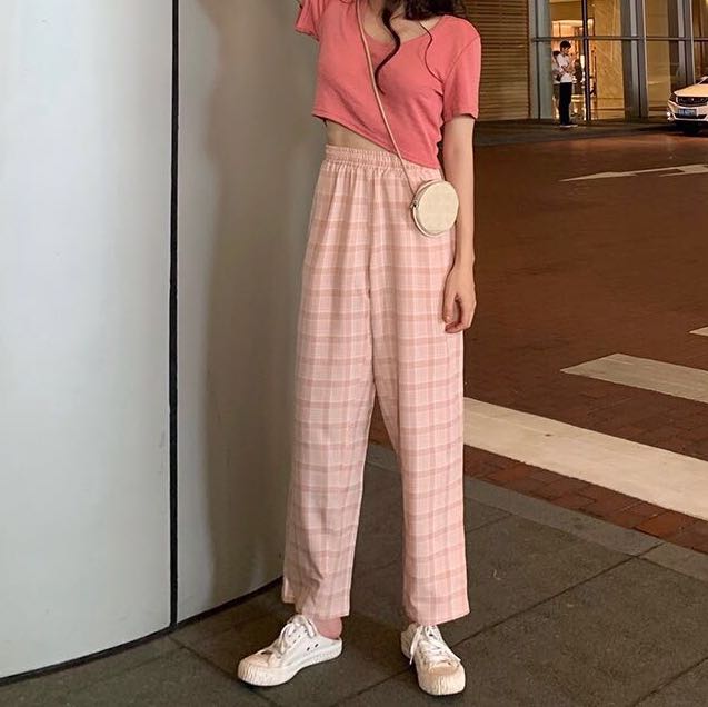 pastel plaid pants