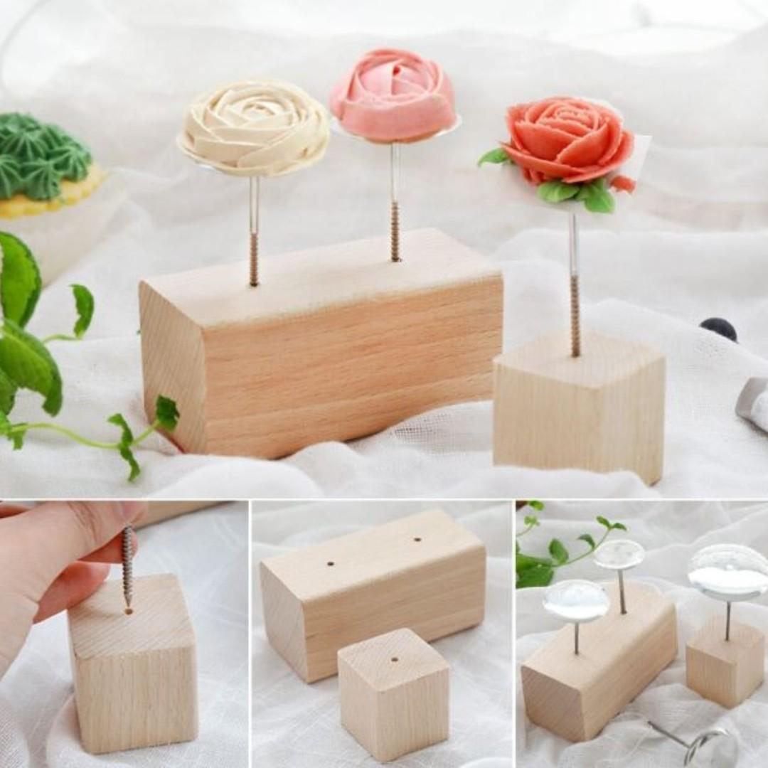 Piping Flower Nail Wood Block For Anchoring Piped Buttercream