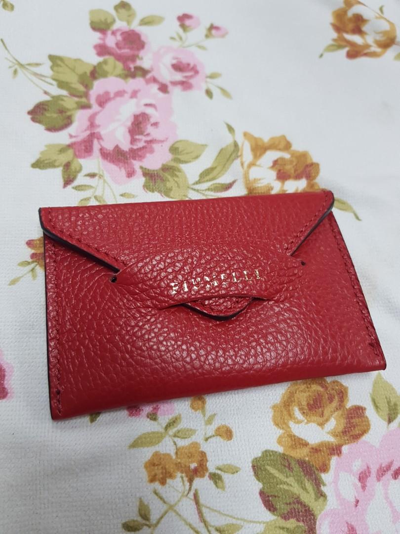 Piumelli Envelope Card Holder Red Leather Italy Ladies Business ID