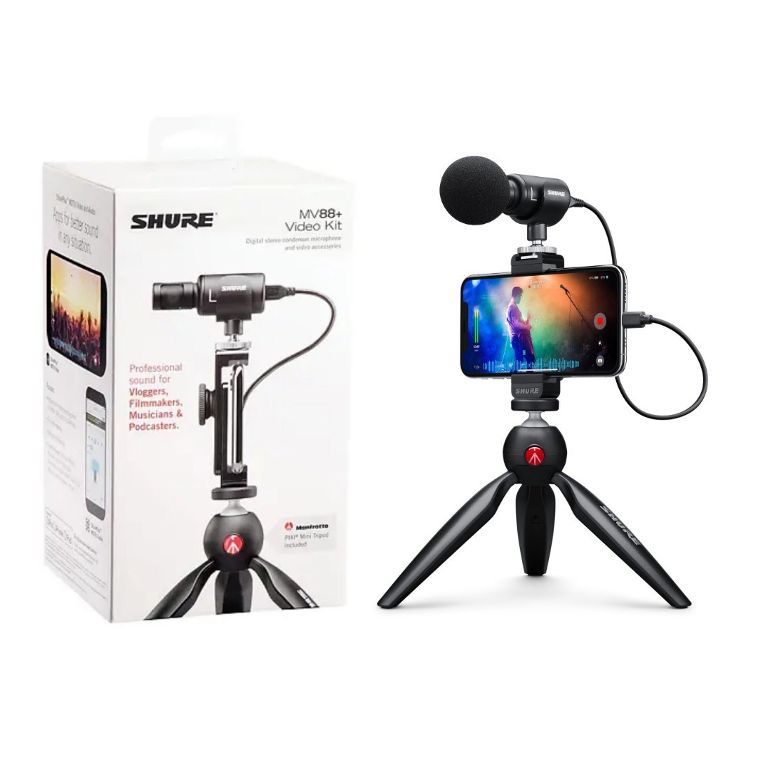 Shure Mv88 + Video Kit 直播好幫手包括Shure MV88+ 咪高風、Manfrotto 