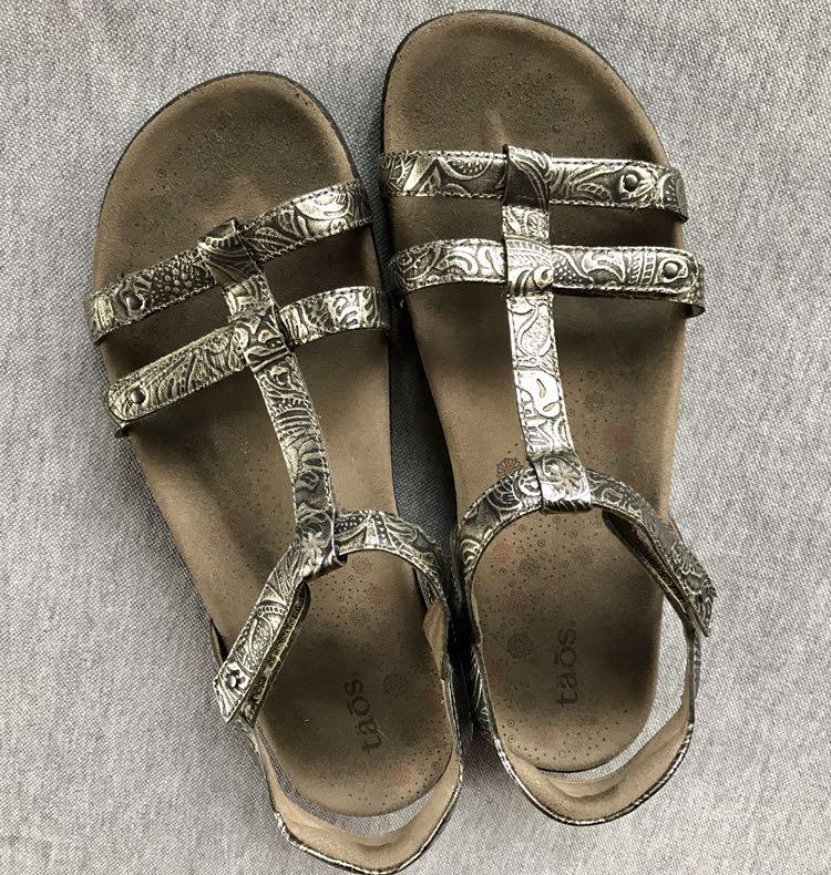 pewter color sandals