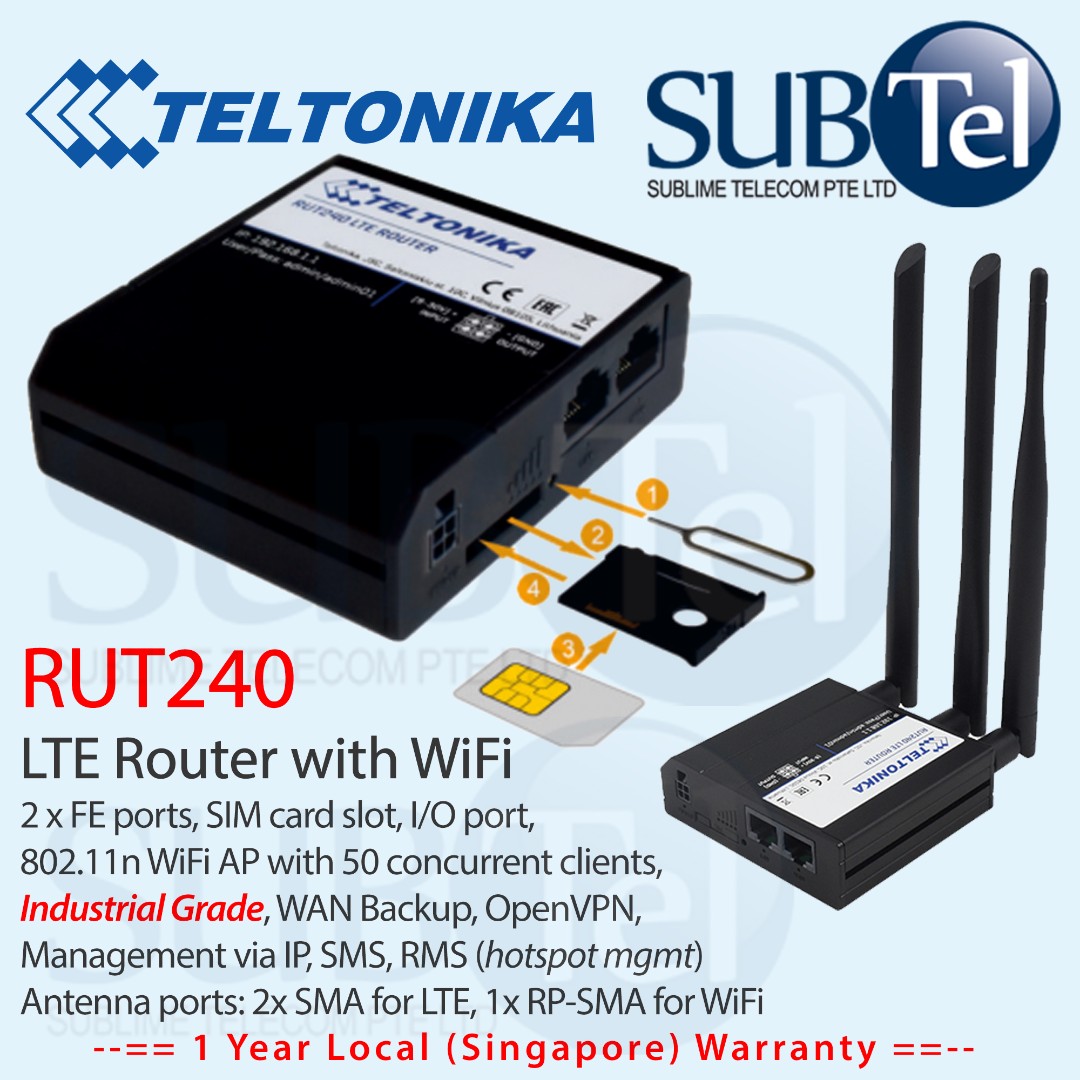 Teltonika RUT240 LTE 4G 3G 2G Router Modem with WiFi AP Professional