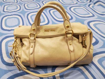 Miu Miu Vitello Lux Bow Satchel Purse Bag