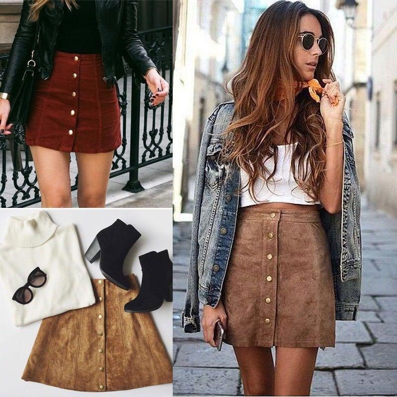Button up red skirt hot sale
