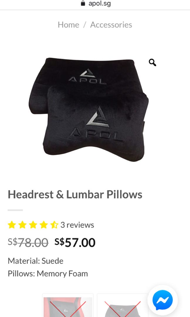 APOL Gaming Chair Headrest and Lumbar Pillows Set, Video Gaming, Gaming