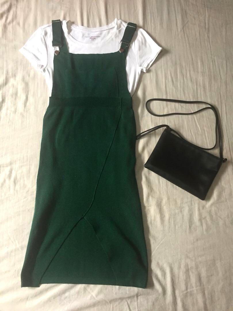 green knitted jumper dress