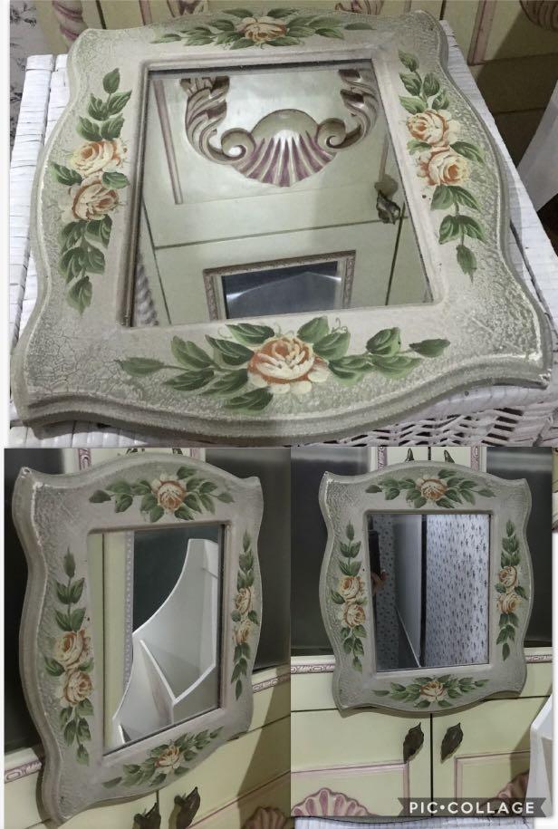 Astoria Set Of 2 Hand Painted Wall Mirror Tissue Box Cover Hand Painted Wall Mirror