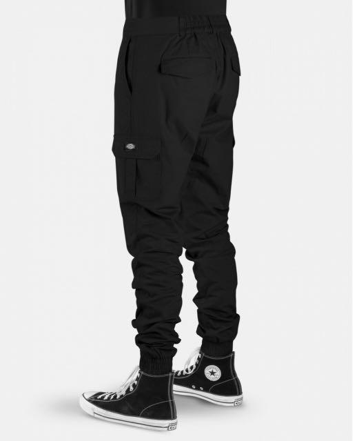 black cuffed cargo pants