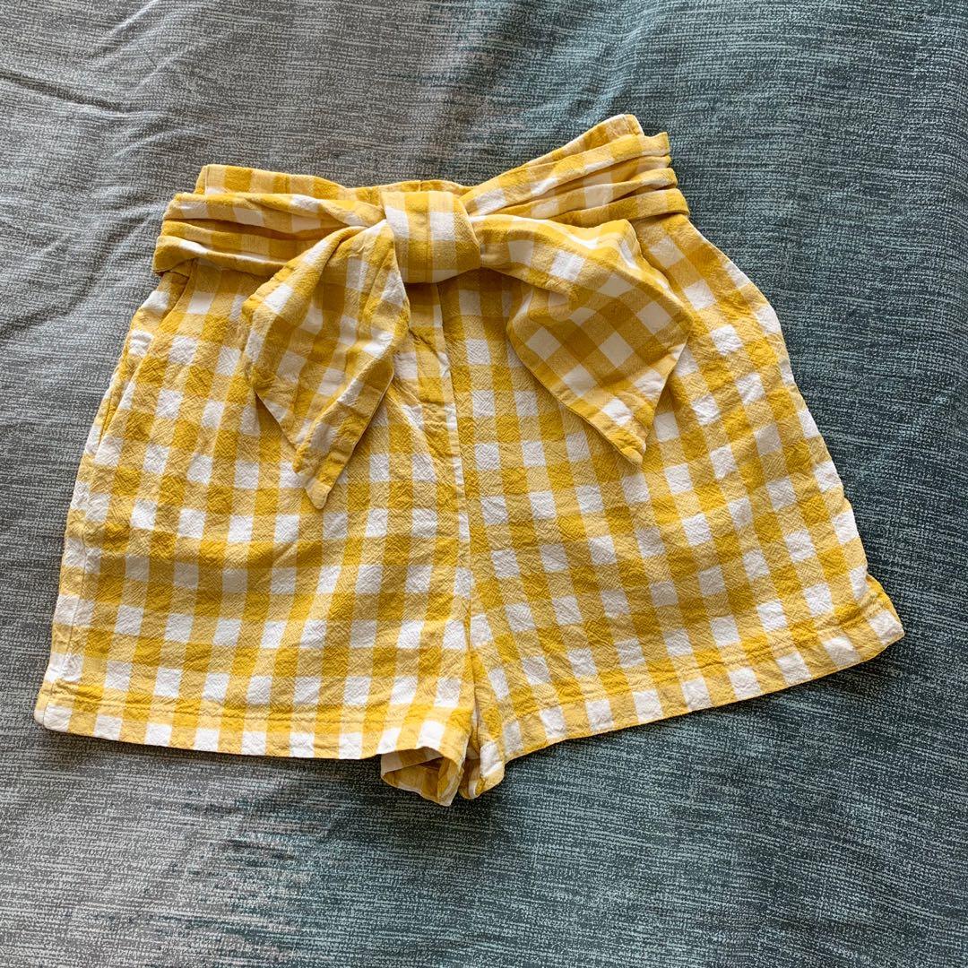 yellow gingham shorts