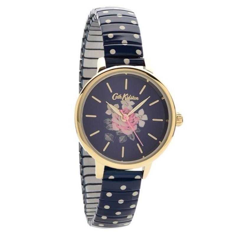 Cath Kidston Richmond Rose Blue Black Polka Dot Expander Watch