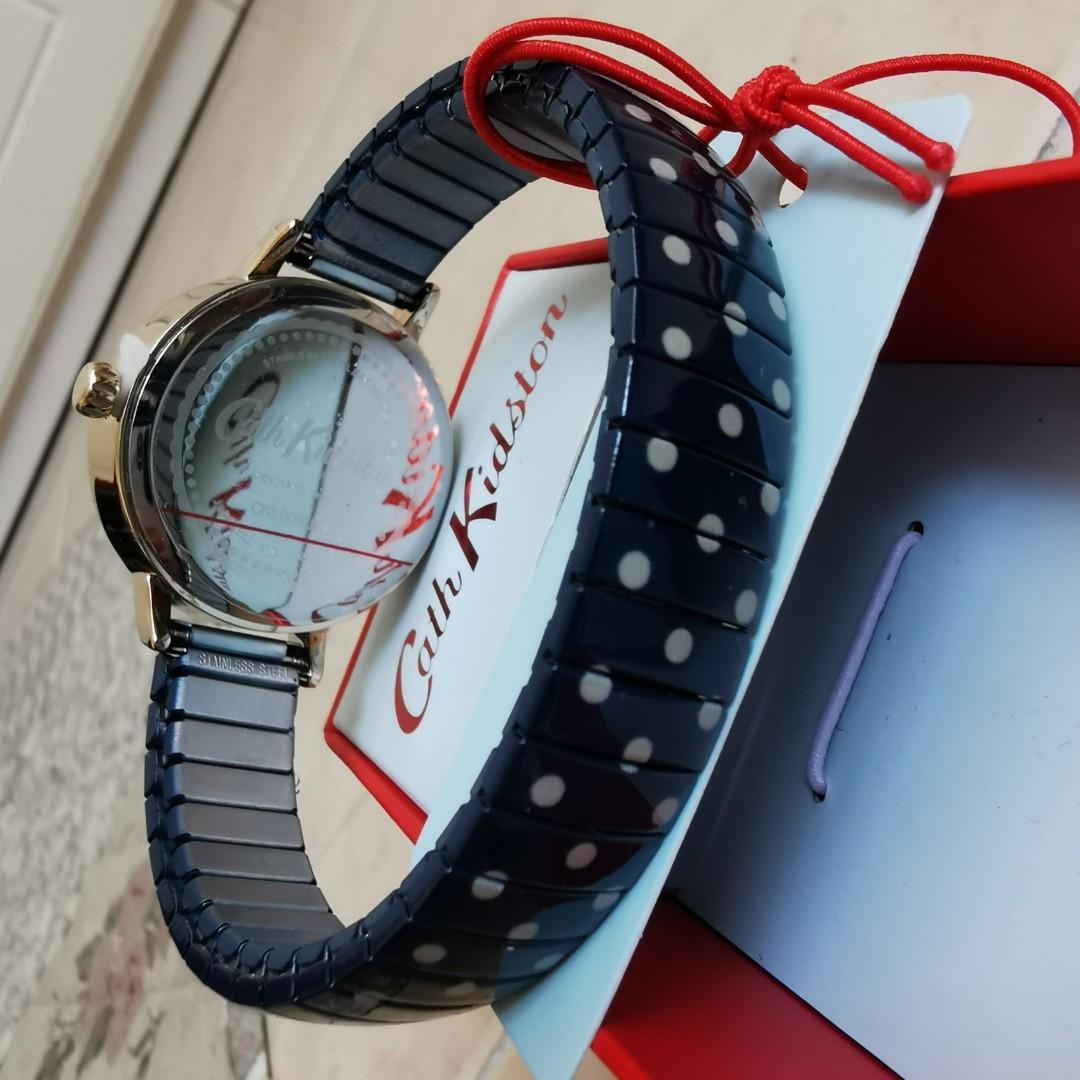 Cath Kidston Richmond Rose Blue Black Polka Dot Expander Watch
