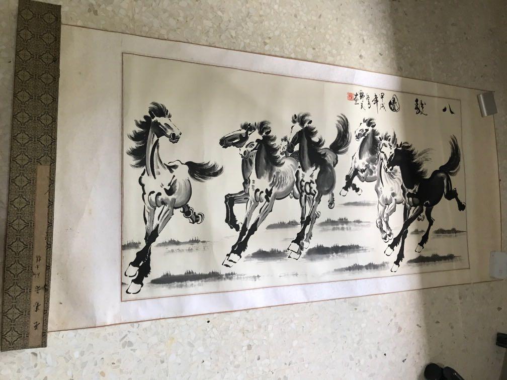 Chinese Painting 8 Horses Vintage Collectibles Vintage