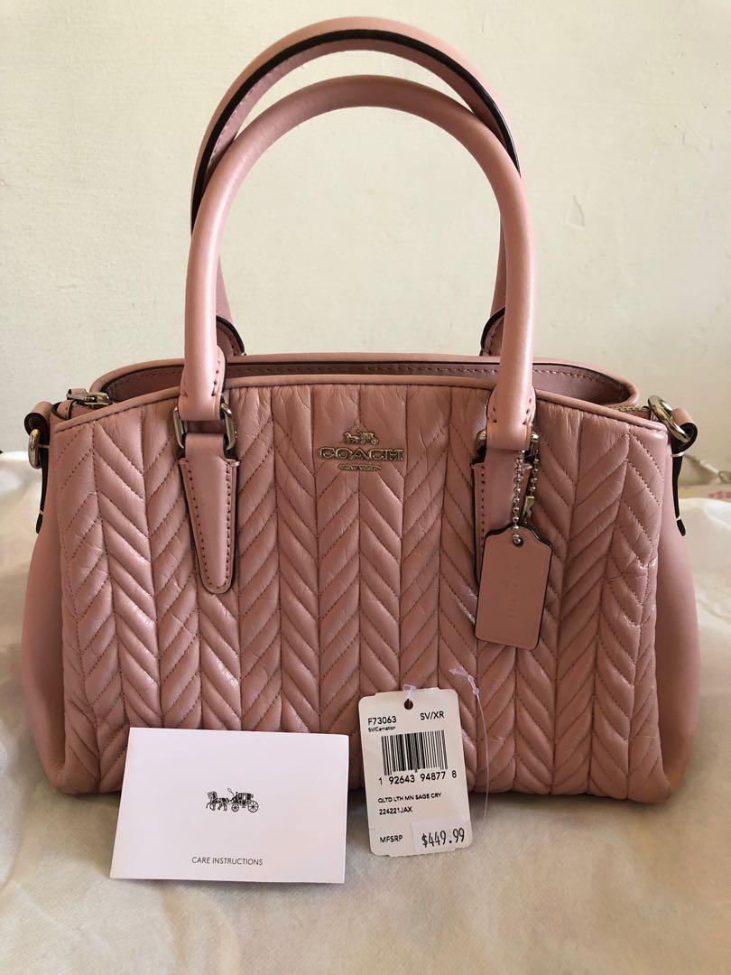 Coach Bag Mini Sage Carryall With Quilting Carnation Silver
