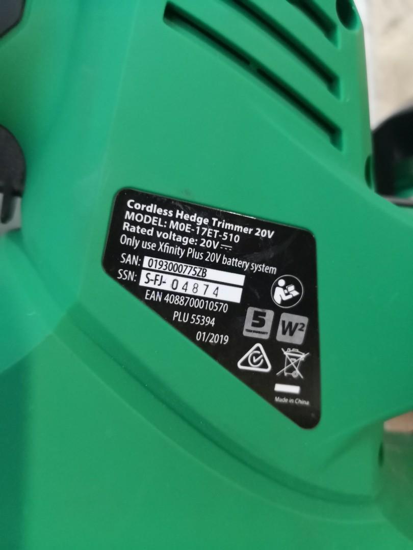Cordless Hedge Trimmer (Category: Gardening Tools & Ornaments) located in Paranaque City. Submitted by isay_virtualstore (Listing ID 252629929, Image 3). Description: Brand: Gardenline Never been used High quality Battery: Xfinity plus 20V No battery included.