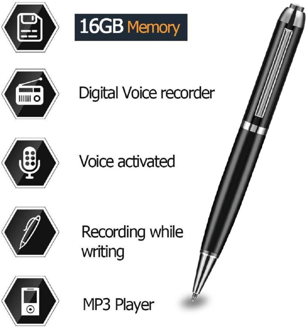 Digital Voice Activated Recorder Pen for Lectures, 16GB Mini Audio