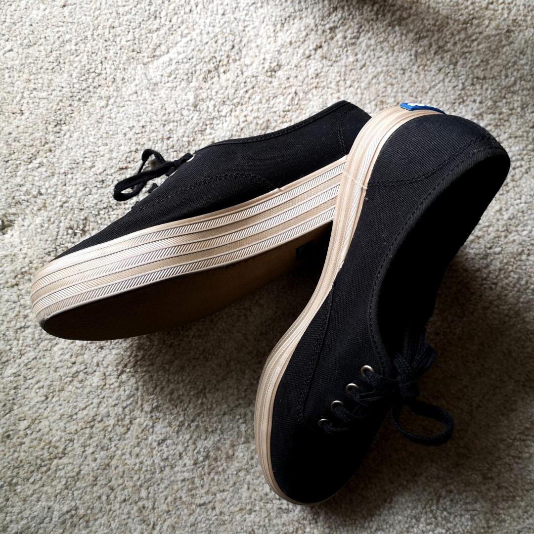 KEDS Triple Shimmer Flatforms in Black Canvass Women s Fashion Footwear Sneakers on Carousell