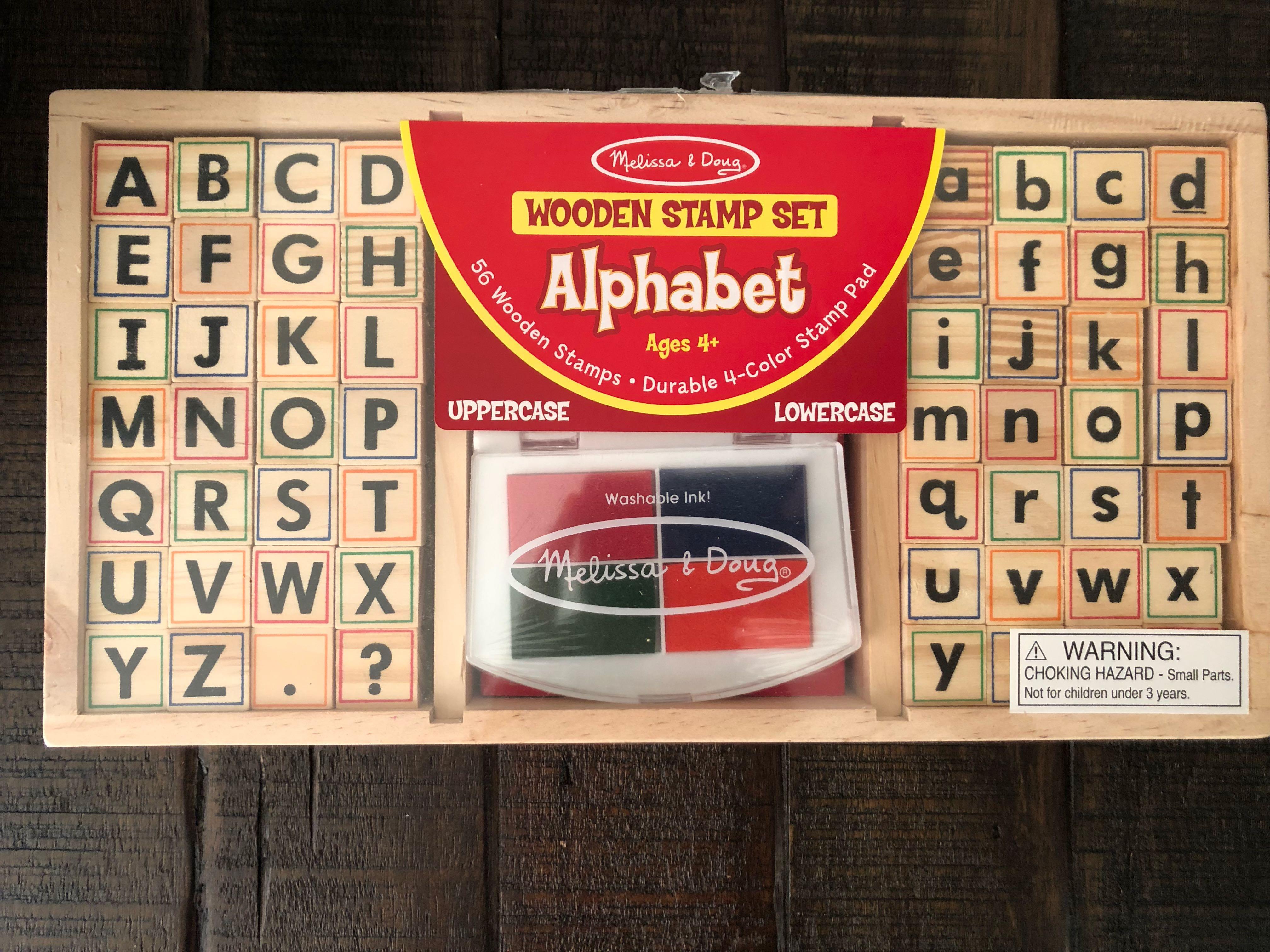 melissa and doug wooden alphabet stamp set