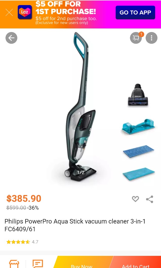 Philips Powerpro Aqua Stick Vacuum Cleaner 3 In 1 Fc6409 61 Electronics Others On Carousell