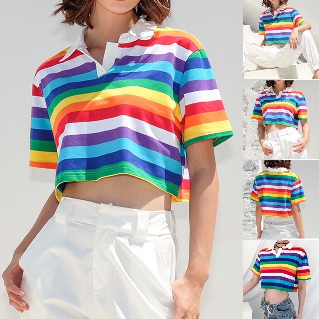 Cute rainbow crop top on sale