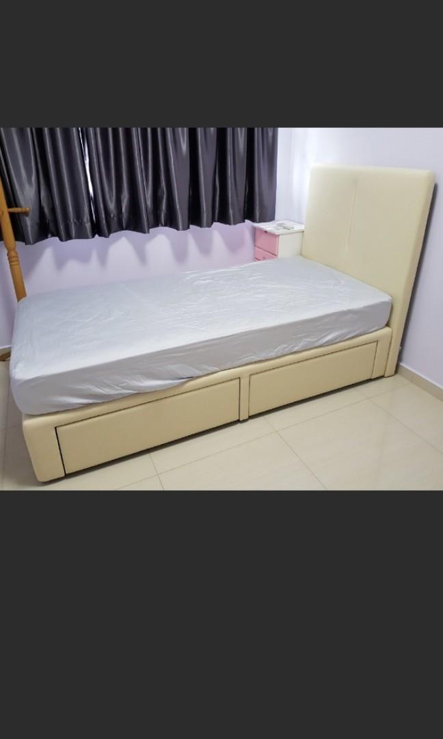 Single Bed Frame With Storage Drawers Furniture Beds
