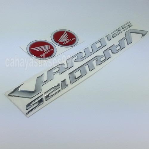 Sticker Motor Timbul Vario 125 Silver Chrome Stiker Logo Honda