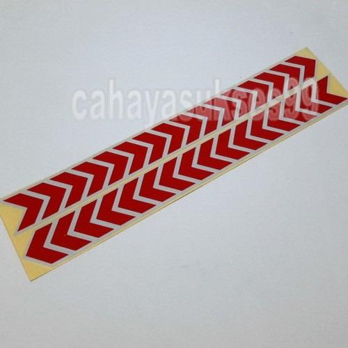Stiker Motor Safety Sign Arrow Merah List Putih 30cm Stiker Honda