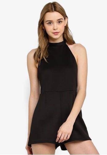 Black halter playsuit clearance
