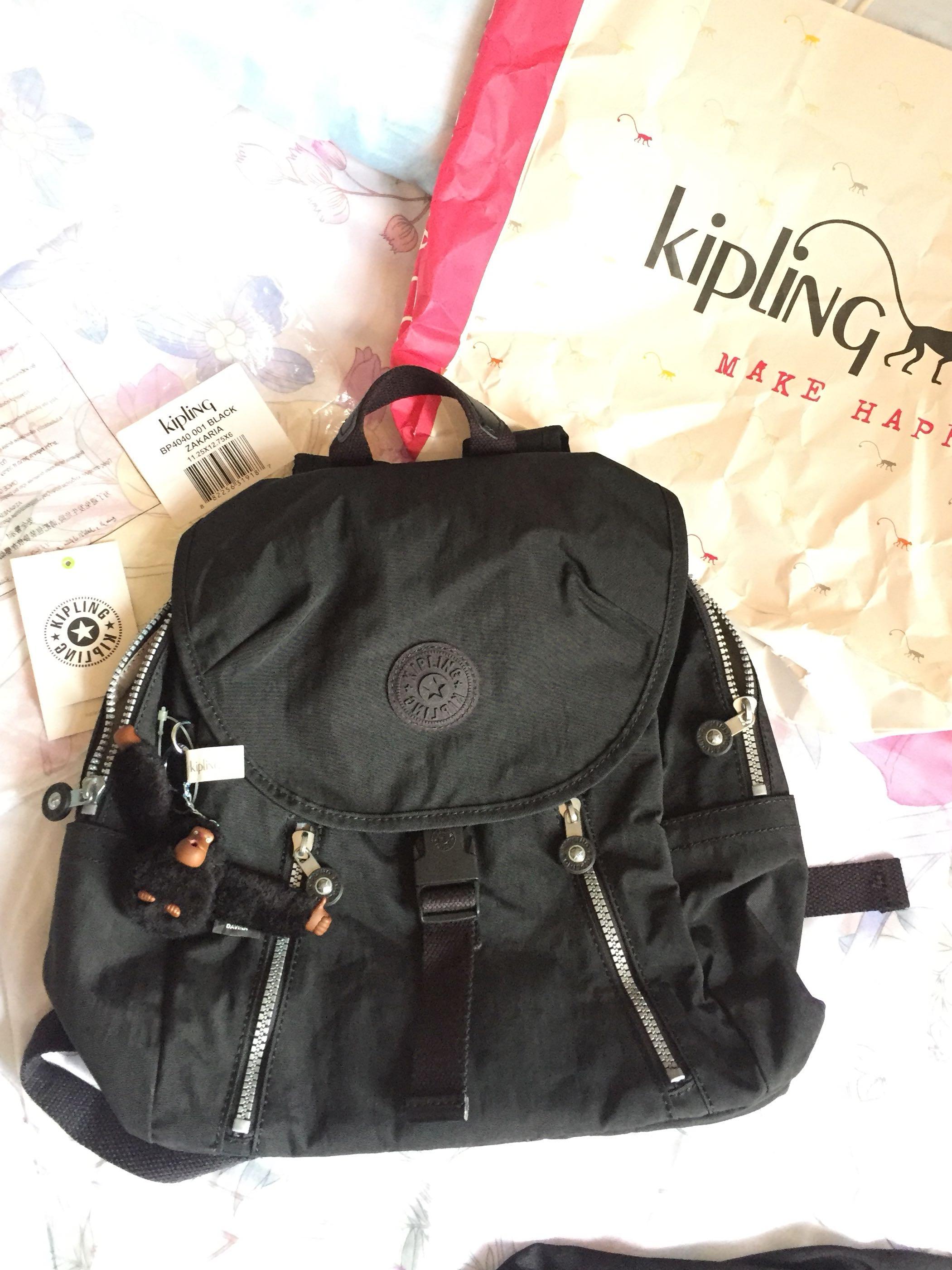 TAS KIPLING BACKPACK BLACK ZAKARIA, Fesyen Wanita, Tas & Dompet di Carousell