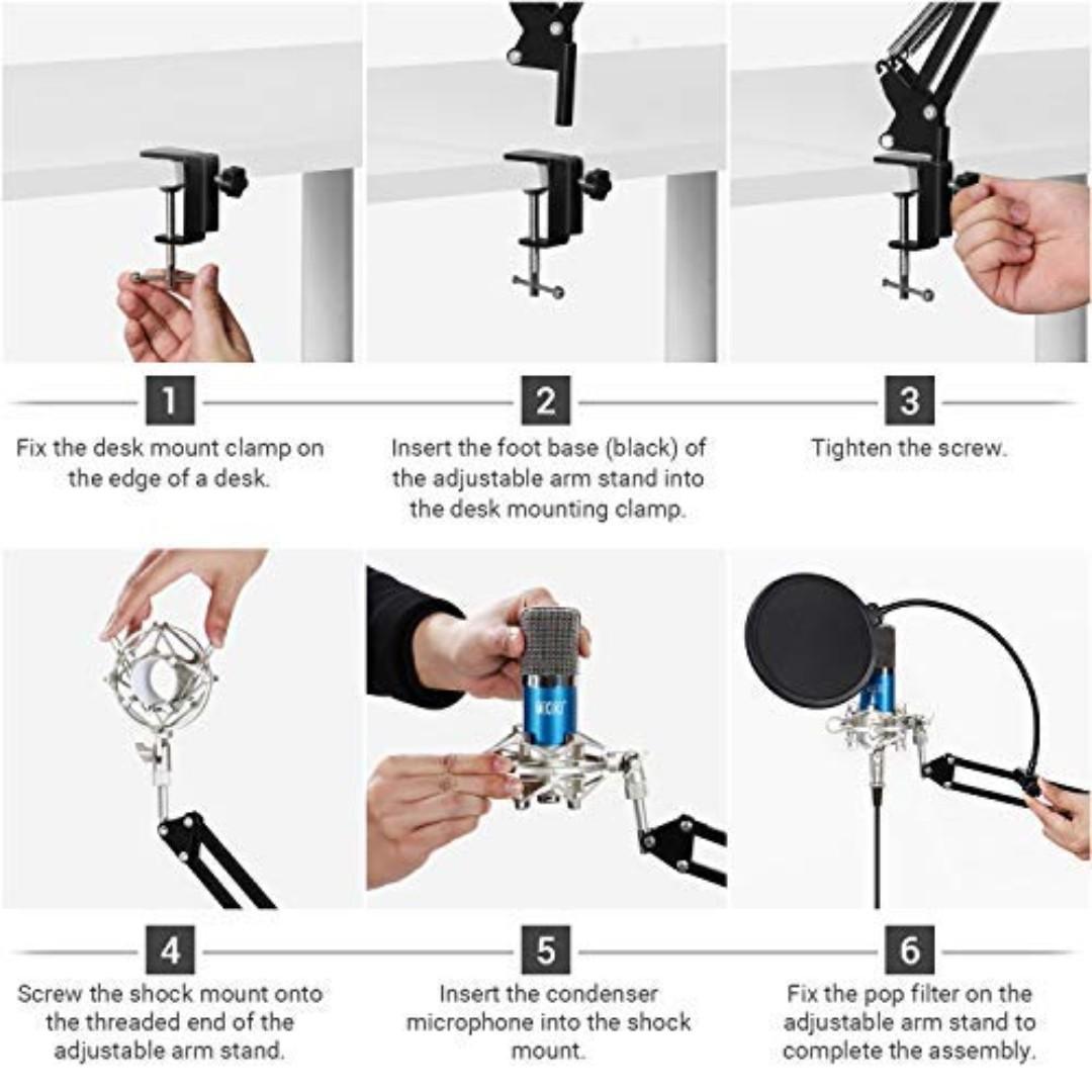 TONOR Condenser PC Microphone XLR to 3.5mm with Boom Scissor Arm Stand