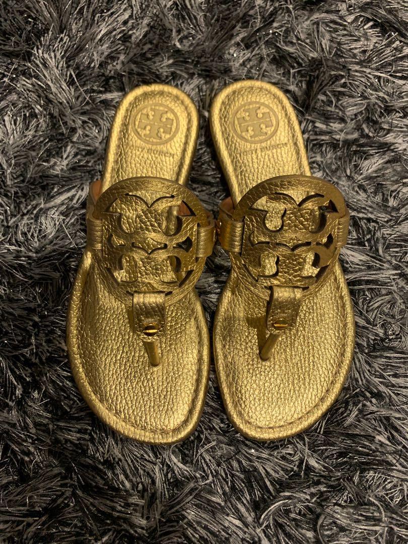 gold colour slippers