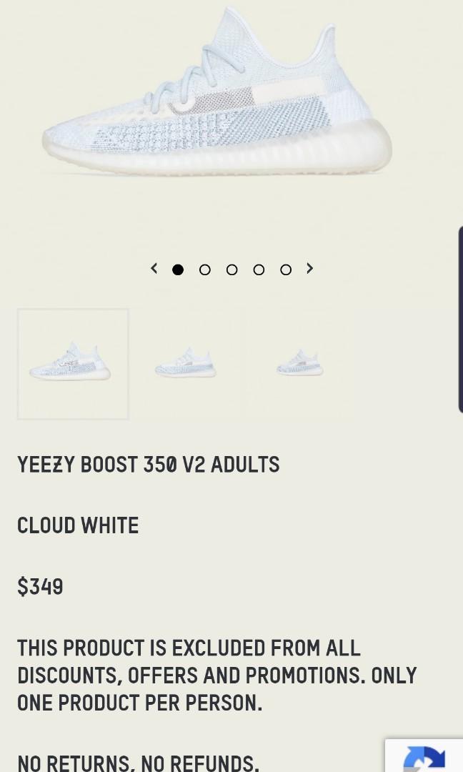 US 5.5 Adidas Yeezy Boost 350 V2 Cloud White, Men's Fashion, Footwear,  Sneakers on Carousell
