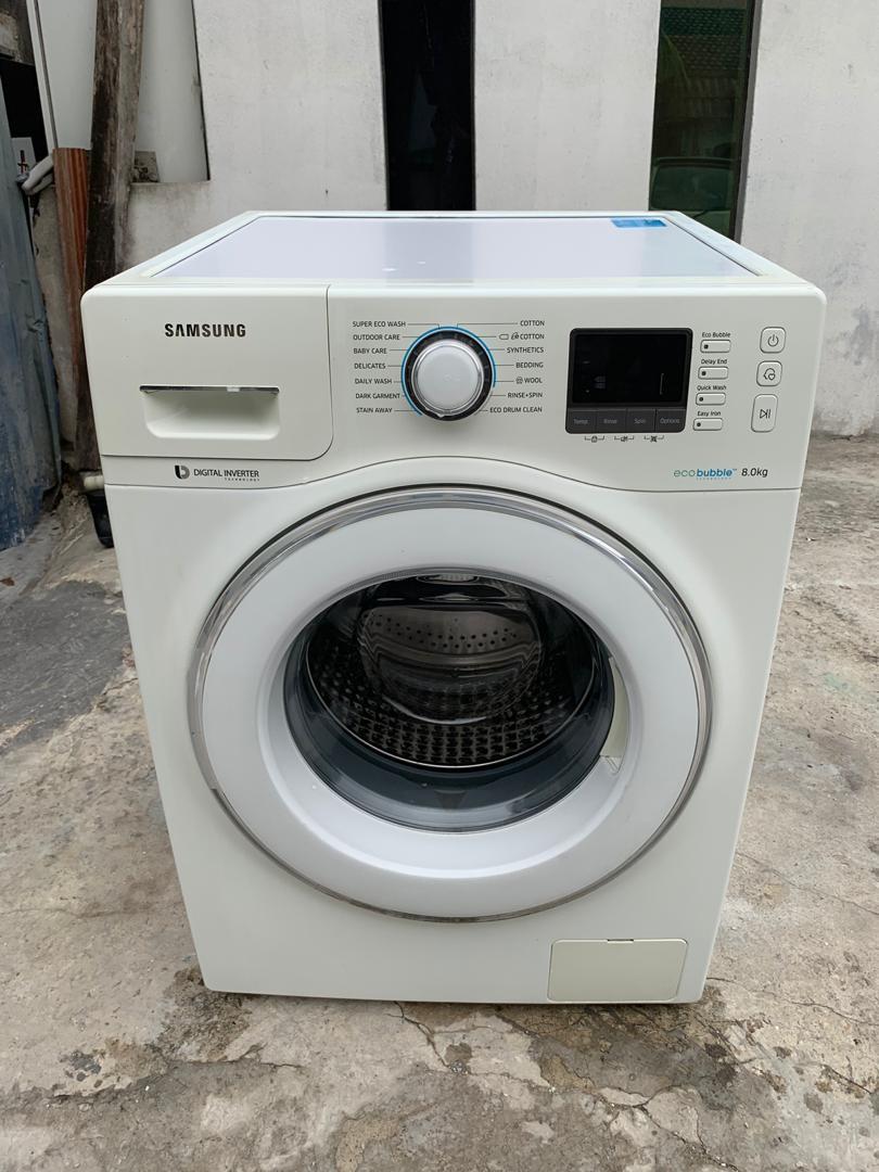 Used Samsung Digital Inverter Front Load Hot Washer 8 0kg Washing Machine Mesin Basuh Fully Automatic Stainless Steel Drum In Good Condition Kitchen Appliances On Carousell