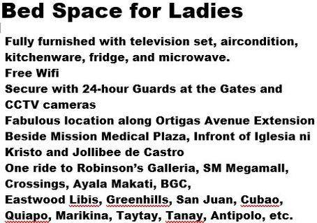 Bed Space for Ladies
