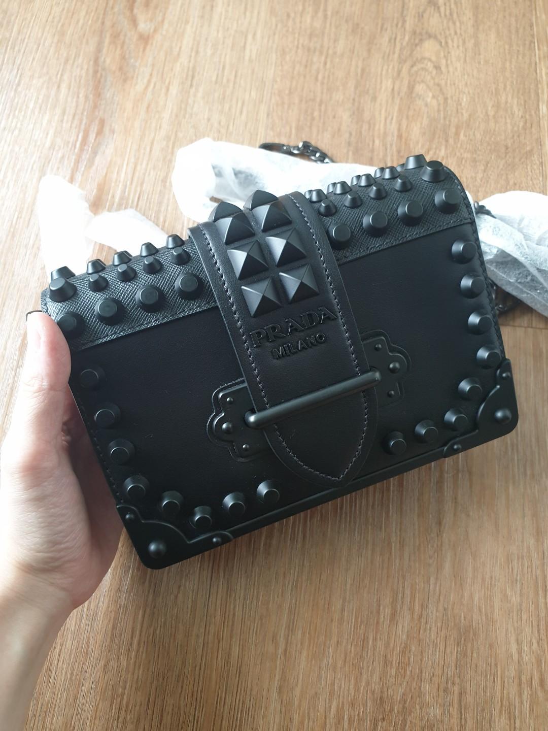 Authentic Prada Cahier Studded Leather 