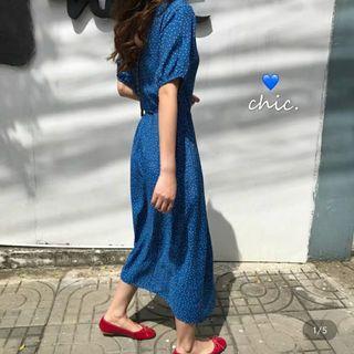 Blue Midi Wrap Dress