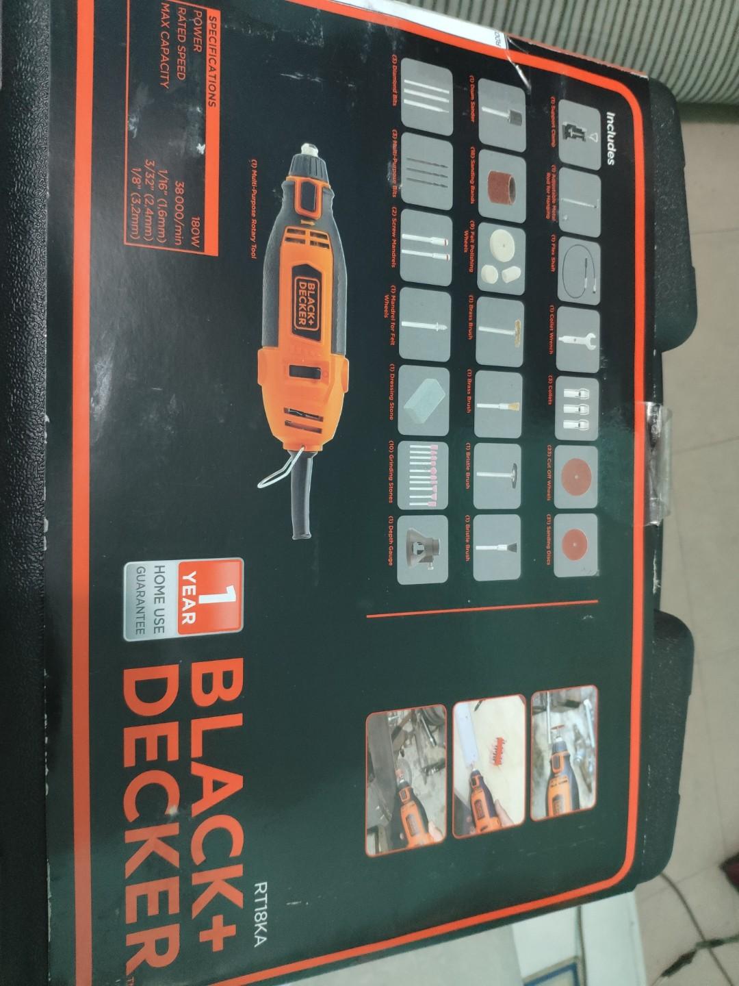 Black + Decker 180W Rotary Tool set RT18KA model, Commercial