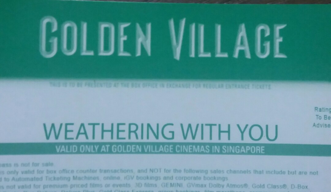 Open Movie Tickets Pair Of Weathering With You Gv Tickets Entertainment Gift Cards Vouchers On Carousell Exhaustive collection of tickets to singapore theme parks. carousell