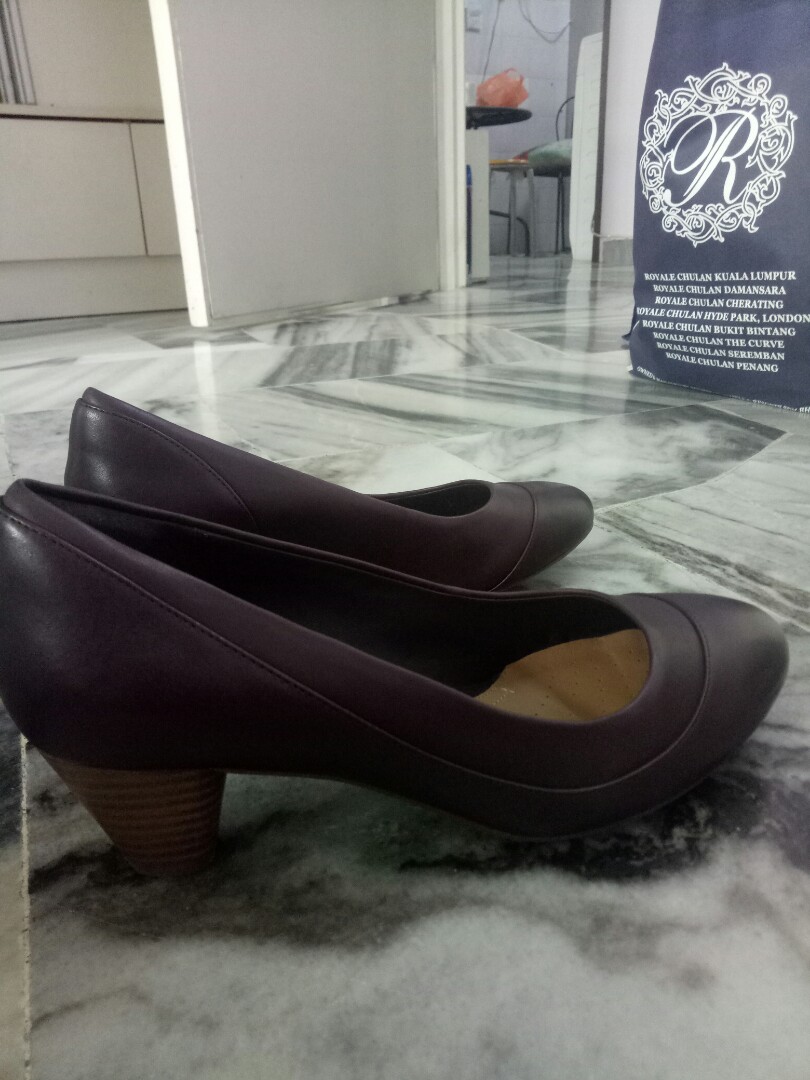 Clarks Denny Harbour Aubergine Leather Women s Fashion Footwear