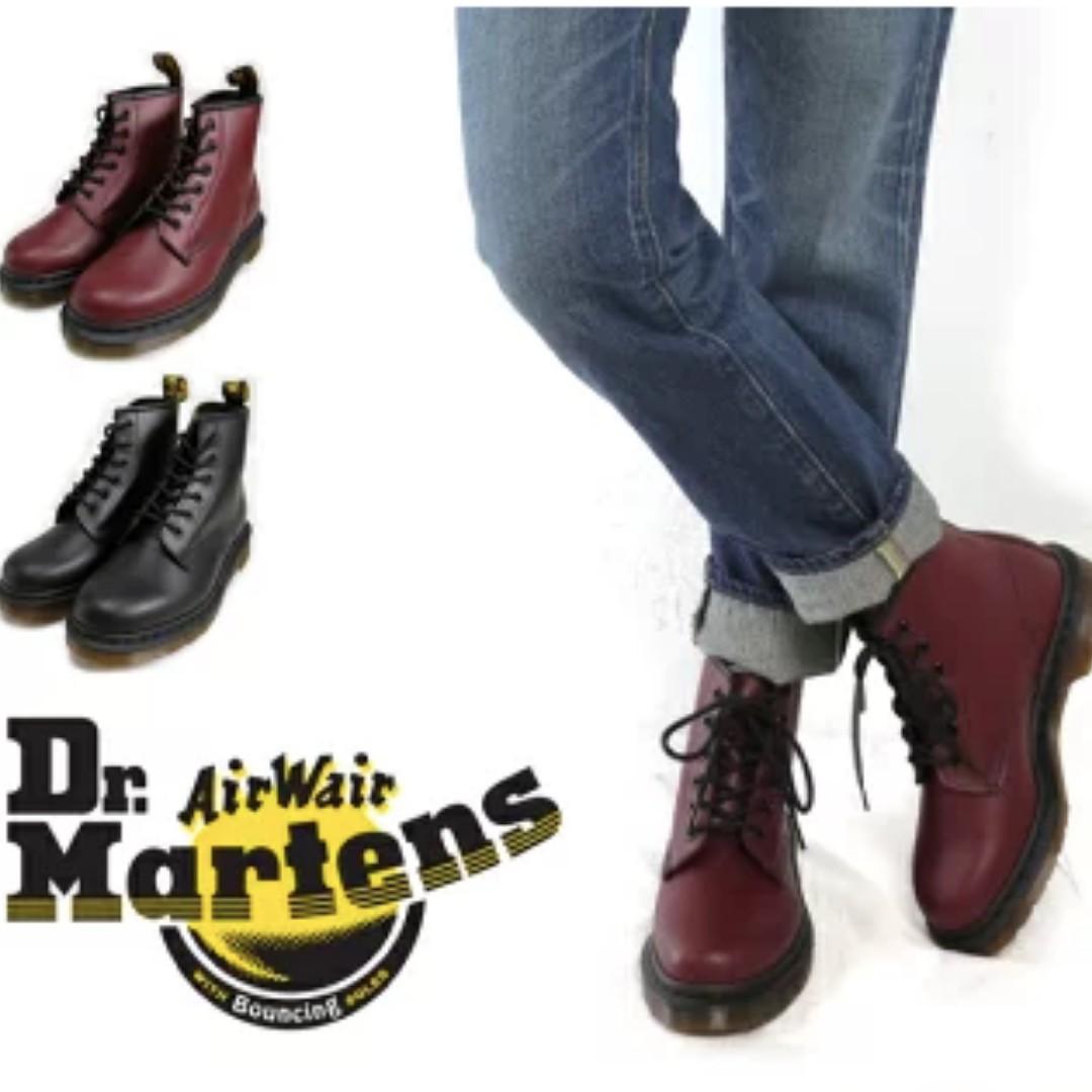 Dr Martens 101 6 Eye Boots in Cherry Red Smooth Women s Fashion