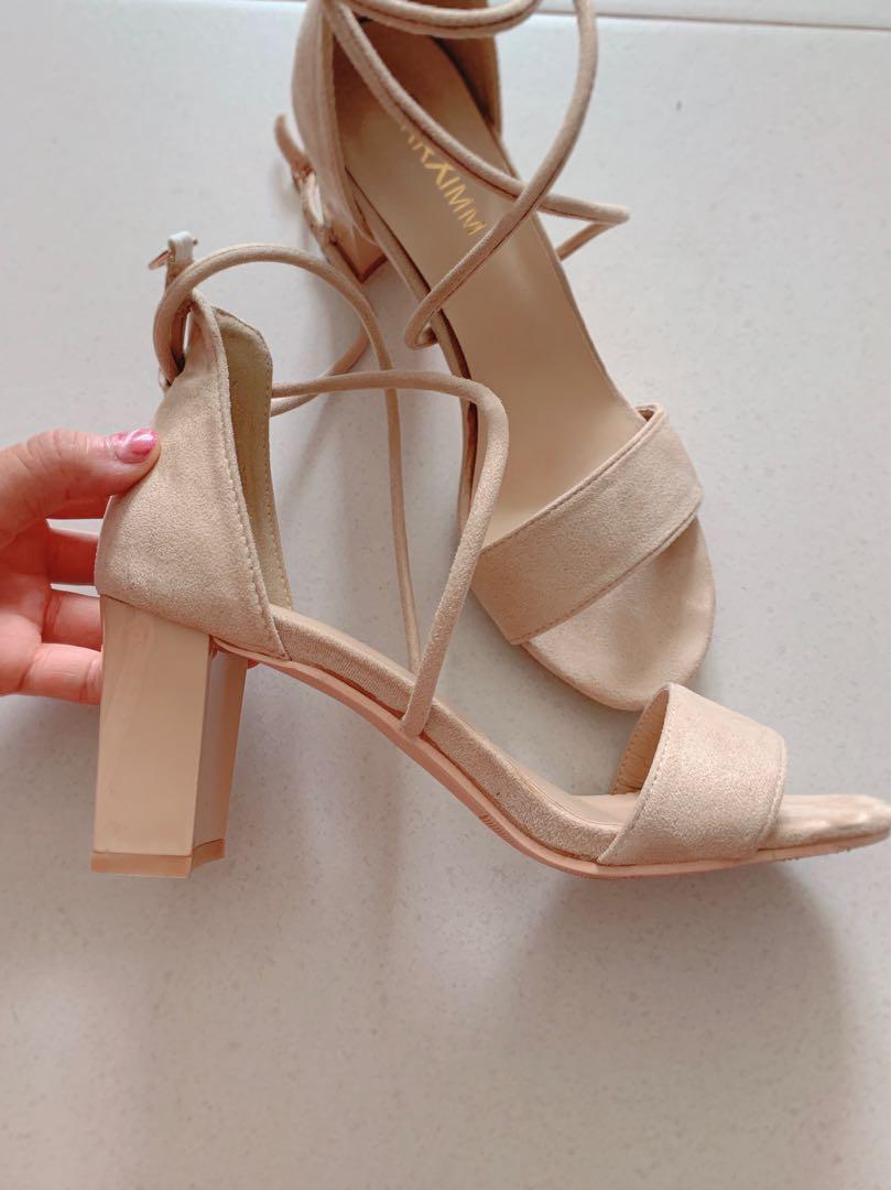 nude criss cross heels