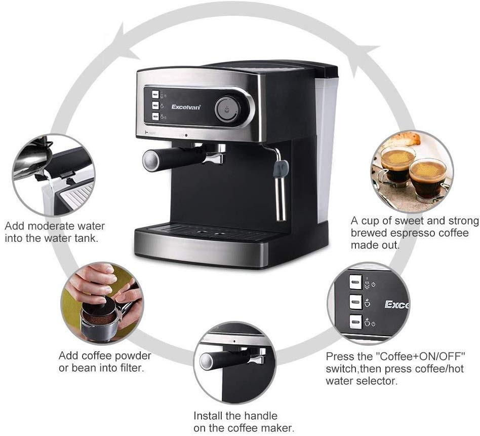 Excelvan 15 Bar Pump Espresso Coffee Maker, Italian Style Coffee