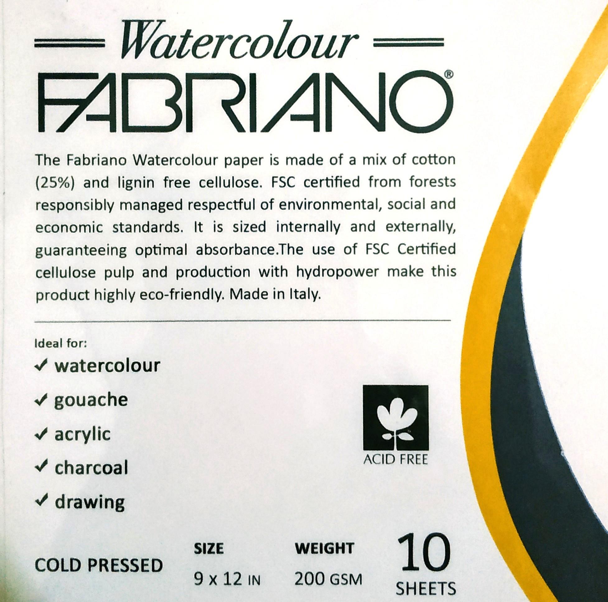 Fabriano Watercolor & Acrylic Cold Pressed Paper (Category: Craft Supplies & Tools) located in Manila. Submitted by mecaart (Listing ID 252875880, Image 2). Description: Fabriano Cold Pressed Paper For Watercolor and Acrylic Painting 200gsm 9 x 12 10 sheets per pack.