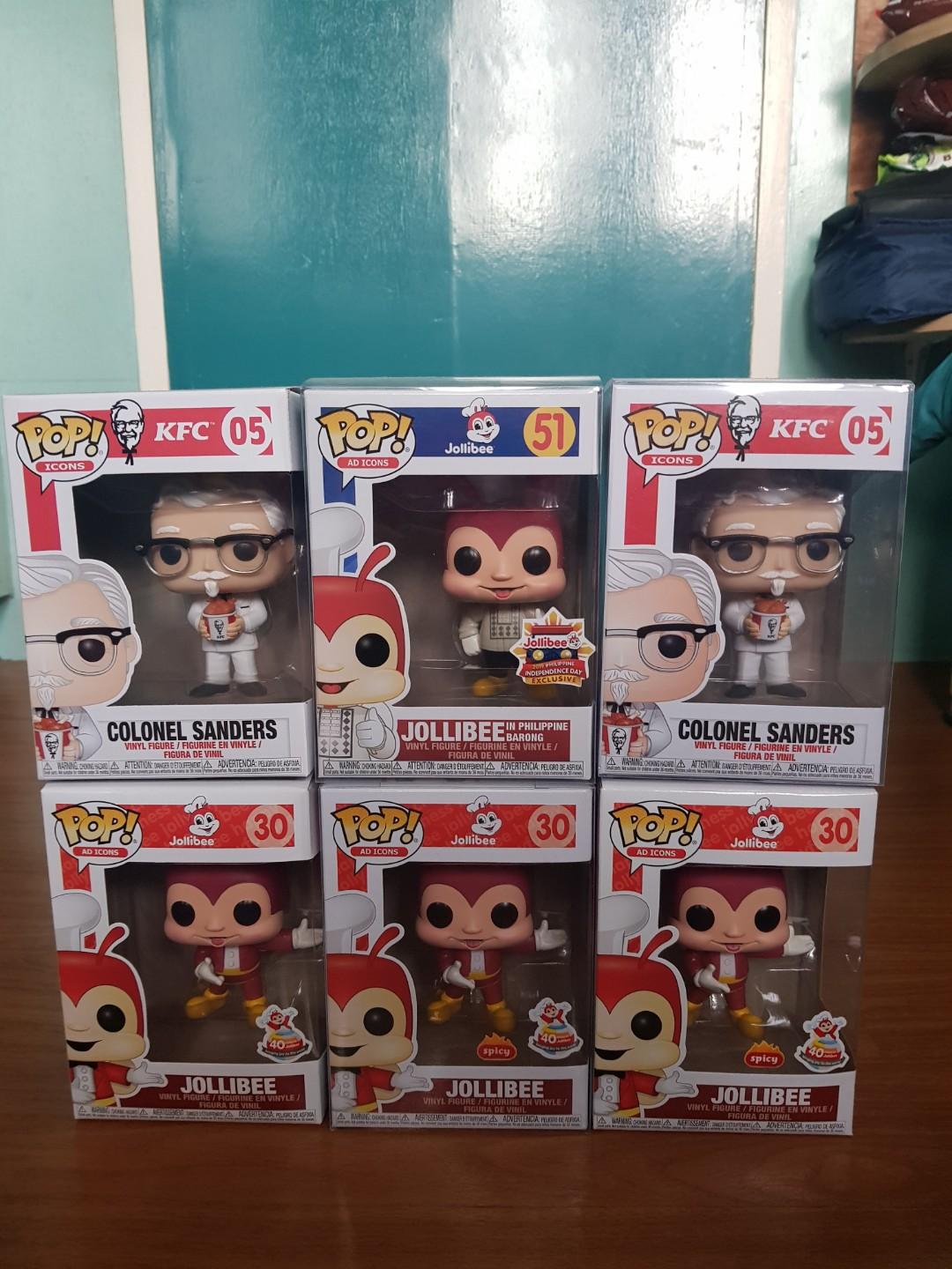 Funko Pops (Category: Designer & Blind Box Toys) located in Valenzuela. Submitted by jepbart (Listing ID 252800694, Image 2). Description: Funko Pops Pic 1 ( Mr. Bean P1k, WonderWoman GITD P1k, The Rock P1k, Chucky P1.5k ) Pic 2 ( Colonel Sanders P1k, Jollibee Barong P1k, Jollibee Regular Sticker P1.5k ) Pic 3 ( Jordan #54 P1k, Jordan #56 P1.5k, LeBRON P1.5k ) Pic 4 ( Darna P1.5k ) Location : Valenzuela or Nearby Areas Thanks..