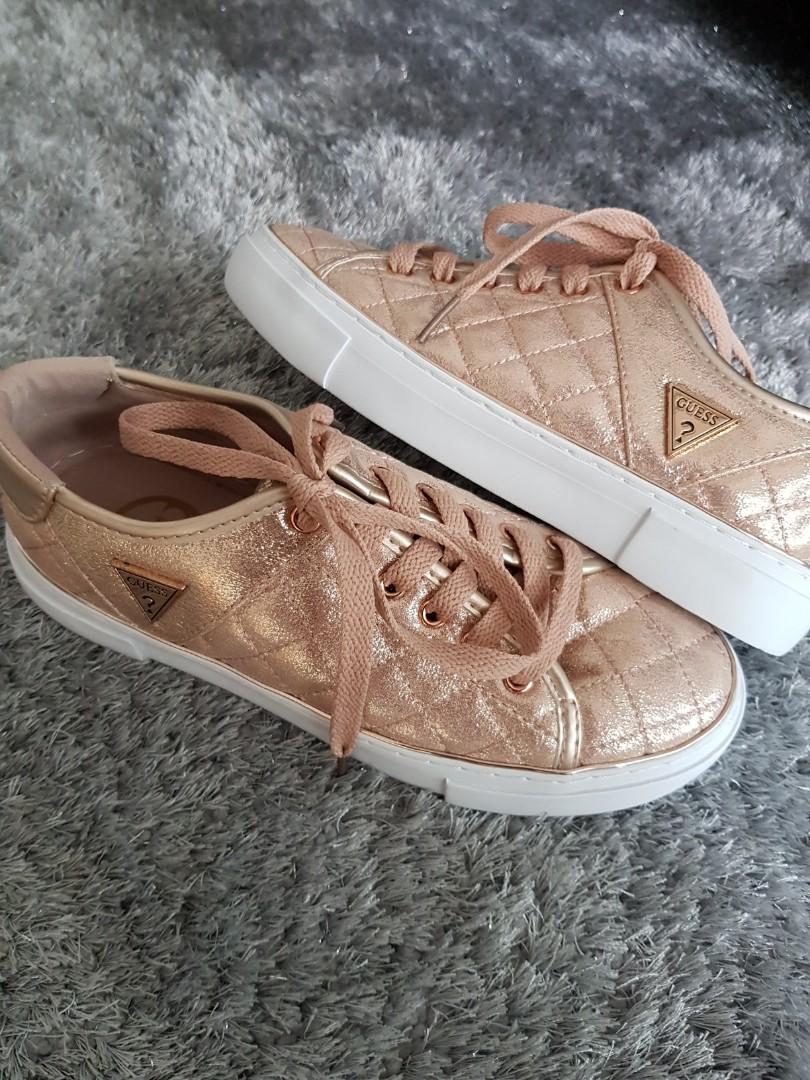 rose gold quilted sneakers