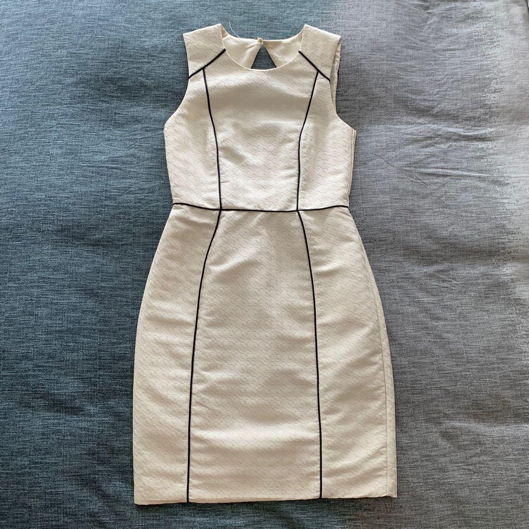 cream work dress