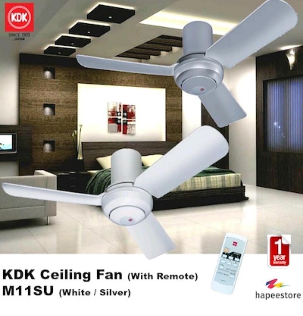 Kdk Ceiling Fan With Remote M11su Silver White 1 Year