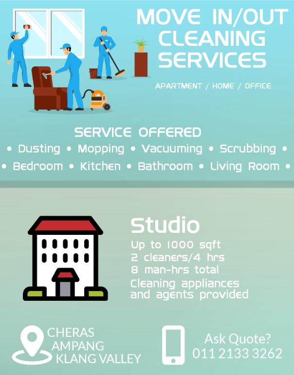 Move In Out Cleaning Services Studio Size Services Home Services Cleaning On Carousell