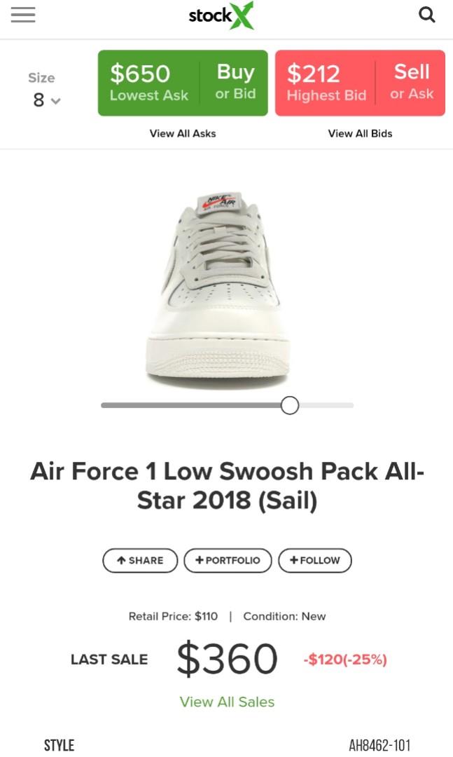 Nike air force 1 low swoosh pack sail sales